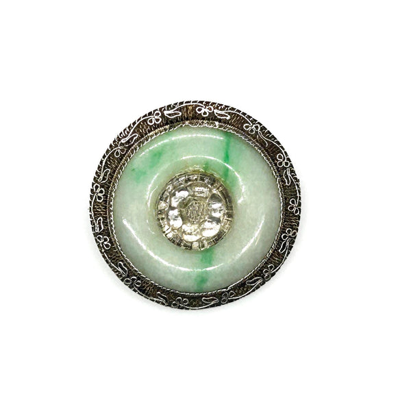 The shades of this vintage Chinese sterling silver and jade filigree brooch are perfect for spring and summer.