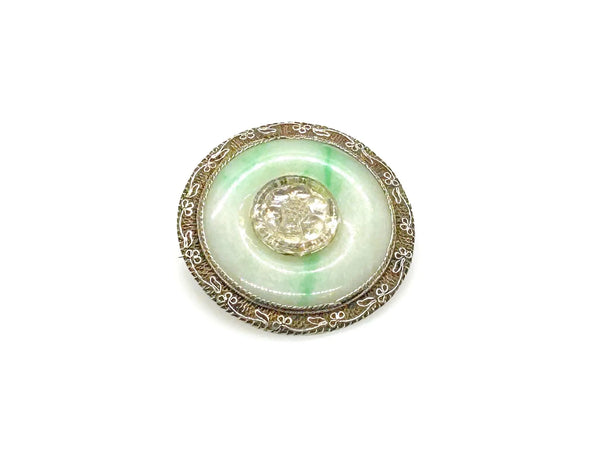 The shades of this vintage Chinese sterling silver and jade filigree brooch are perfect for spring and summer.