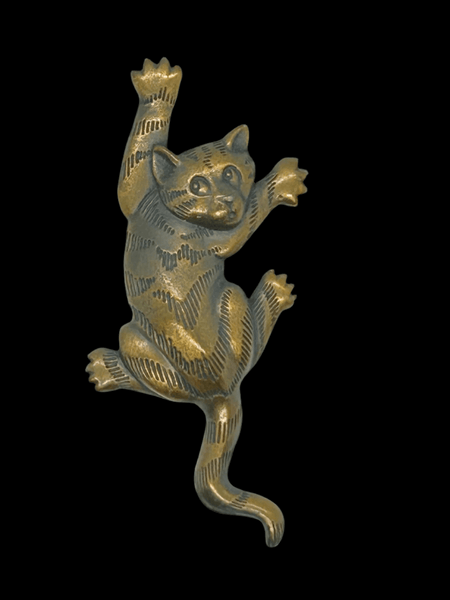 Whimsical 1980s JJ Climbing Cat Pin