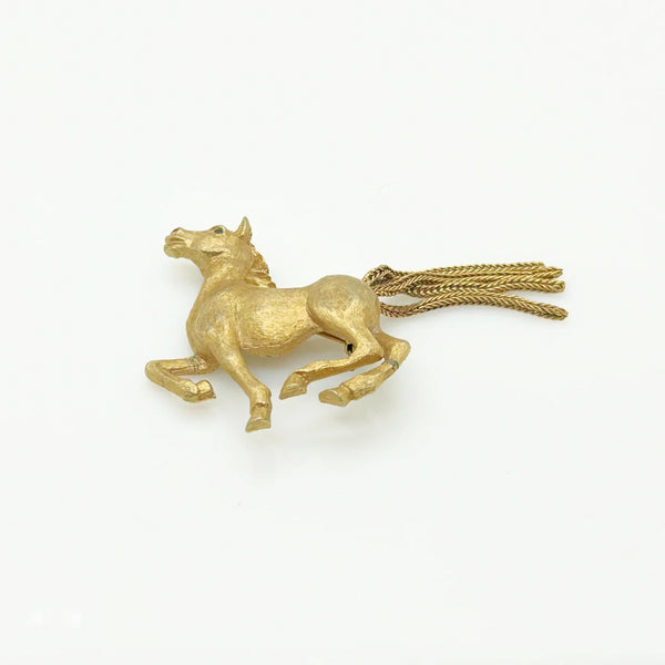 Vintage JJ Horse Brooch with Chain Tail