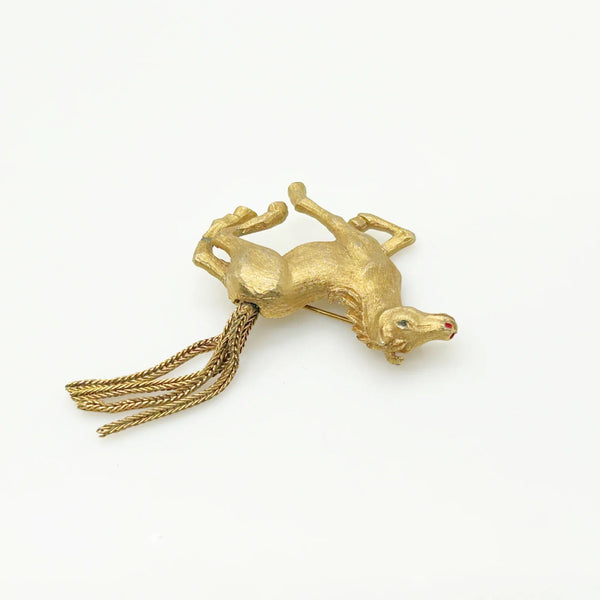Vintage JJ Horse Brooch with Chain Tail