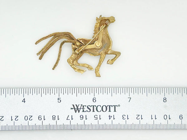 Vintage JJ Horse Brooch with Chain Tail