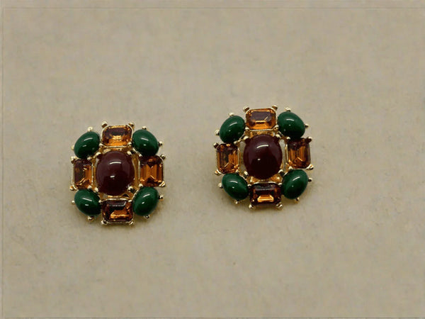 Joan Rivers Autumn Colors Cabochon Clip On Earrings - Lamoree’s Vintage