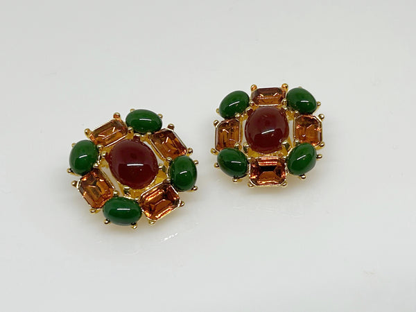 Joan Rivers Autumn Colors Cabochon Clip On Earrings