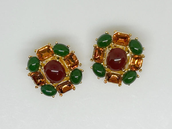 Joan Rivers Autumn Colors Cabochon Clip On Earrings