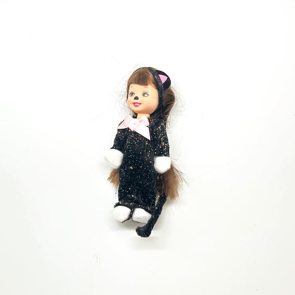 Collectible 2000s Mattel Barbie Kelly Club Halloween Party Jenny black cat doll, loose e-commerce product shot