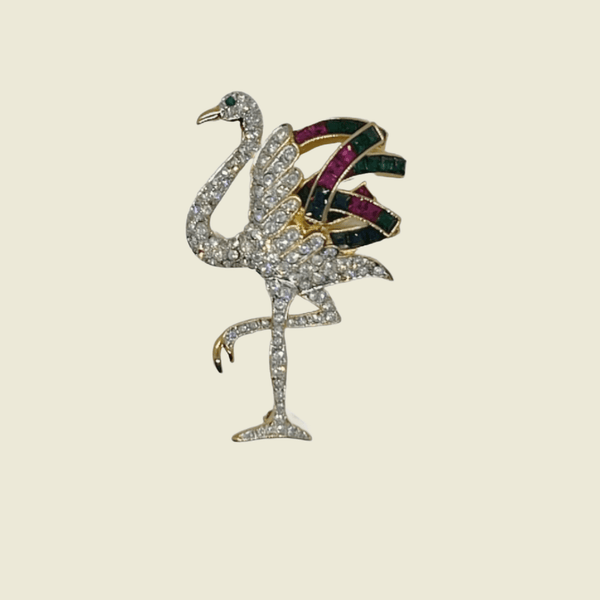 Kenneth J Lane Treasures of the Duchess Flamingo Brooch: Very Hard to Find - Lamoree’s Vintage