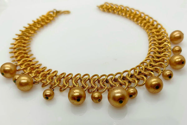 Kenneth Lane Sumptuous Golden Bead Cluster Chainmail Necklace - Lamoree’s Vintage