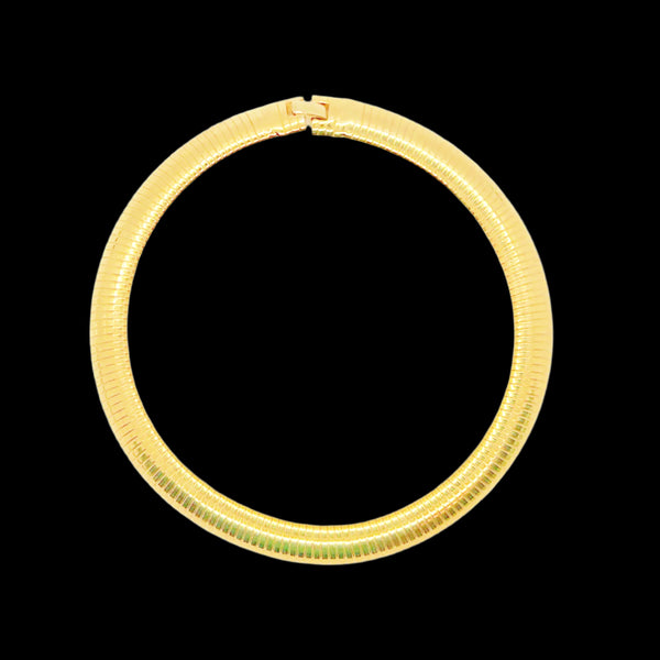 Vintage Ellen Kiam Gold Tone Flexible Collar Tubogas Necklace (1980s