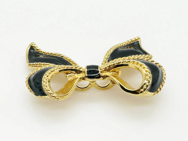 KJL For Avon Black Enamel Bow Necklace Enhancer