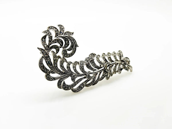KJL Vintage Pave Set Rhinestone Feather Brooch