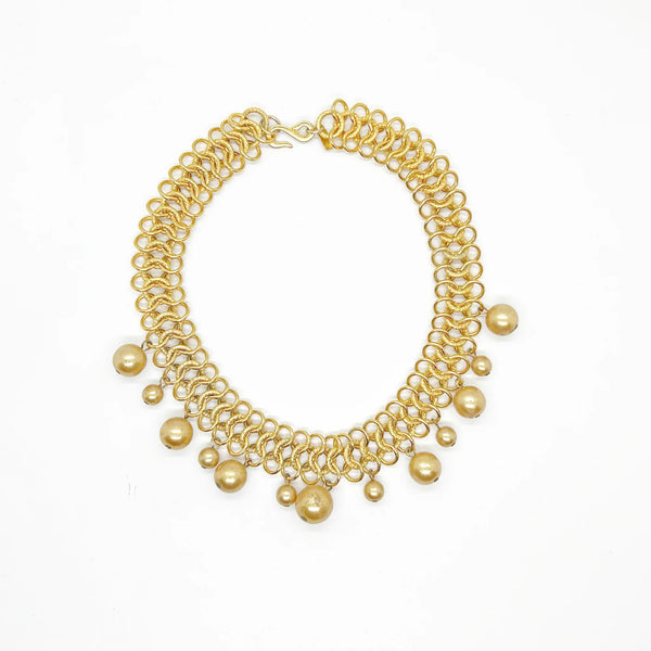 Kenneth Lane Sumptuous Golden Bead Cluster Chainmail Necklace - Lamoree’s Vintage