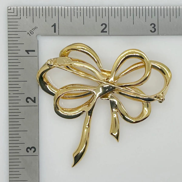 Vintage Flowing Rhinestone Ribbon Bow Brooch by Kenneth Jay Lane for Avon