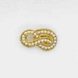 Vintage Knotted Rope Brooch with Pearl Accents