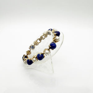 Rich Faux Lapis and Pearl Vintage Bracelet