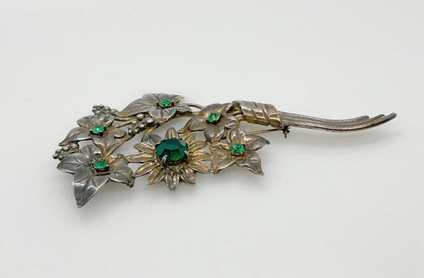 Large and In Charge Vintage Bouquet Brooch with Green Stones - Lamoree’s Vintage