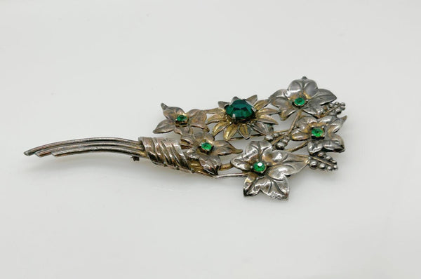 Large and In Charge Vintage Bouquet Brooch with Green Stones - Lamoree’s Vintage