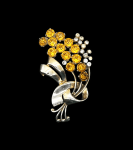 Large Vintage Golden Flower Brooch