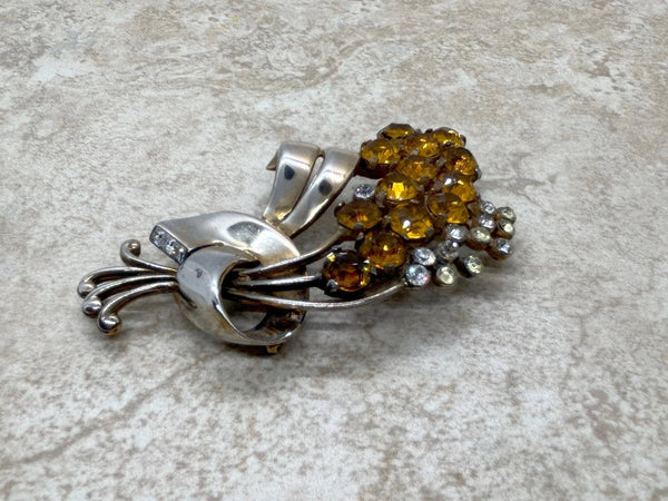 Large Vintage Golden Flower Brooch - Lamoree’s Vintage