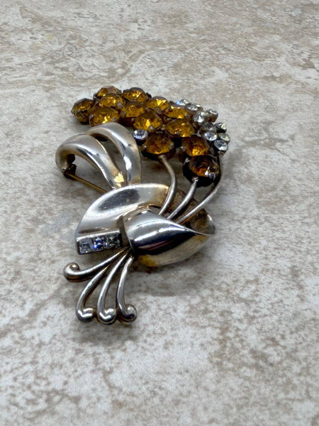 Large Vintage Golden Flower Brooch - Lamoree’s Vintage