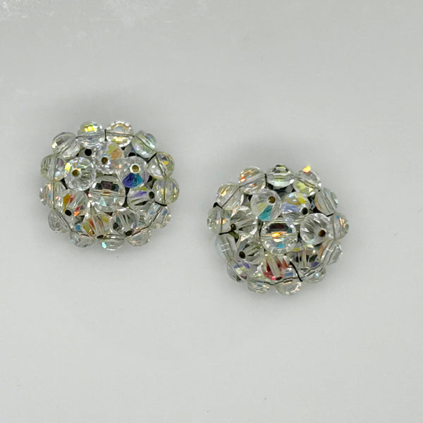 Larger Round Bright  Aurora Borealis Clip On Earrings