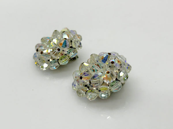 Larger Round Bright  Aurora Borealis Clip On Earrings