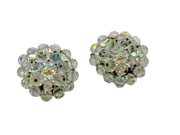 Larger Round Bright  Aurora Borealis Clip On Earrings