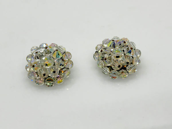 Larger Round Bright  Aurora Borealis Clip On Earrings