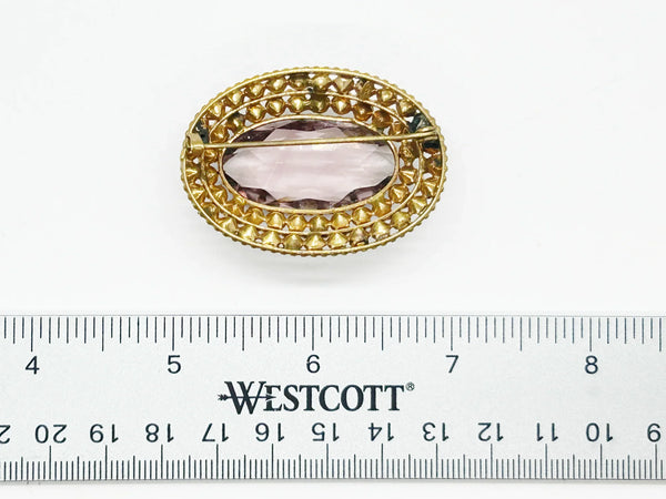 Vintage Czech Layered Brooch with Shades of Violet Stones