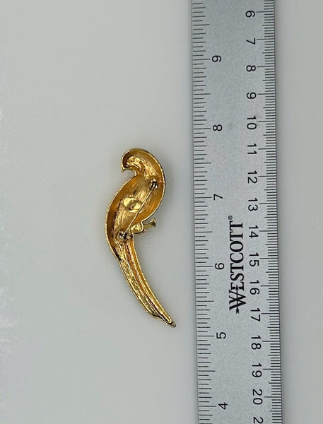 LC Sleek Gold Tone Parrot Brooch