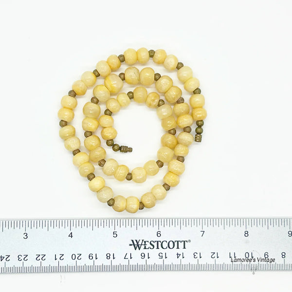 Vintage Glass Beads in Pale Lemon
