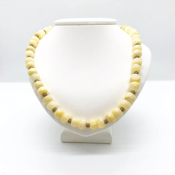 Vintage Glass Beads in Pale Lemon