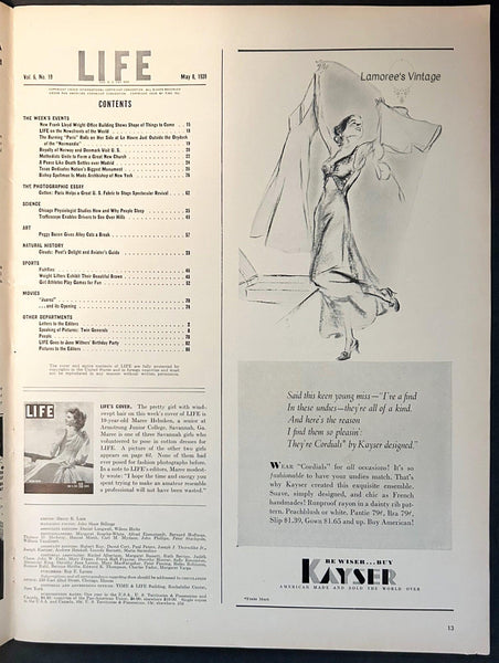 Life Magazine, May 8, 1939 - Lamoree’s Vintage