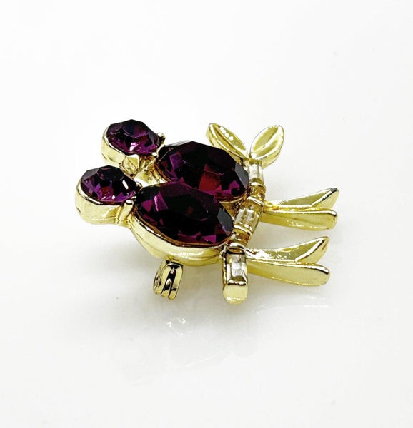 Vintage Lisner Brooch with Cooing Purple Birds