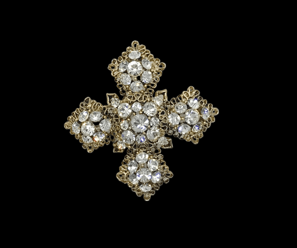 Lisner Vintage White Rhinestone Cross Brooch - Lamoree’s Vintage