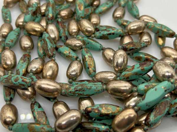 Lovely Six Strand Turquoise and Gold Bead Necklace - Lamoree’s Vintage