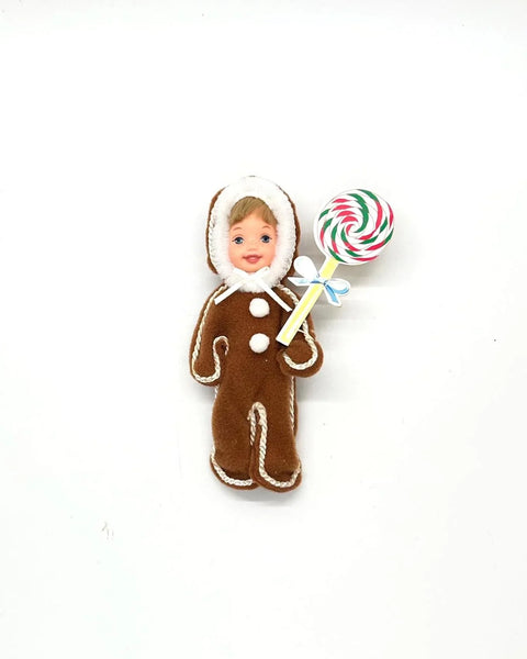 Here's the 2001 Mattel "Barbie in The Nutcracker" Kelly's Tommy as Gingerbread Boy. This charming 4.5-inch Tommy doll is exquisitely dressed in a delightful gingerbread boy outfit