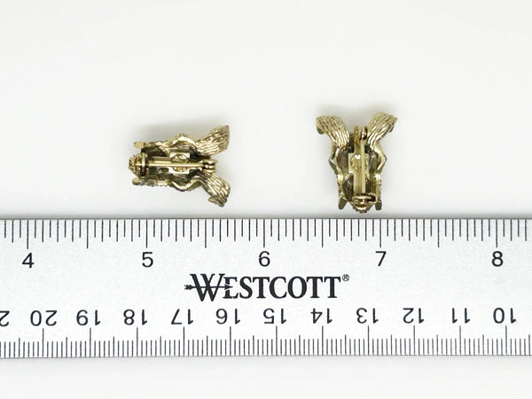 Set of Two Majestic Vintage Dog Face Pins with Blue Eyes