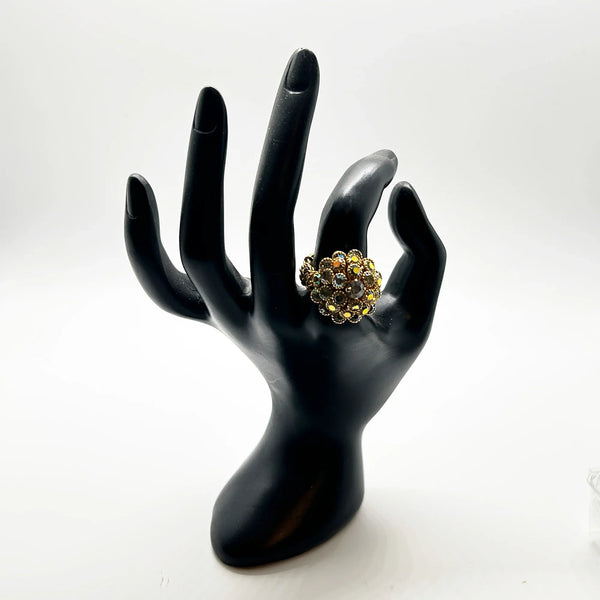 Flexible Golden Mesh Golden AB Vintage Ring