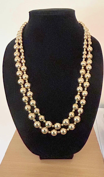 Marvella Vintage Gold Bead Double Strand Necklace