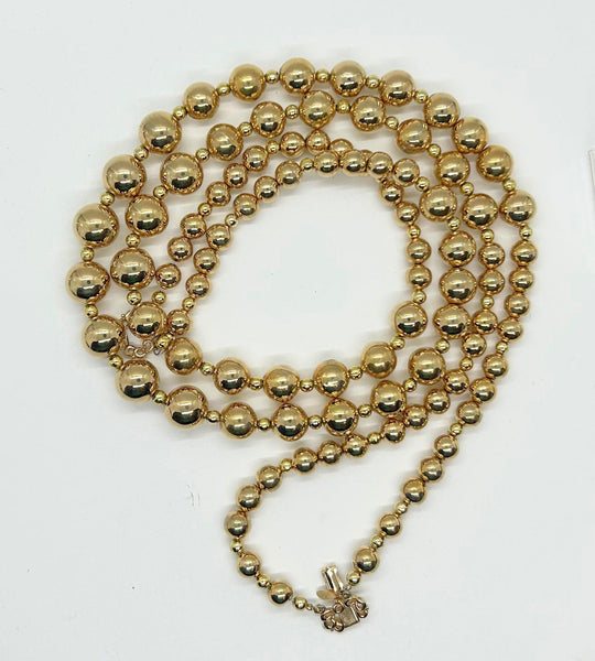 Marvella Vintage Gold Bead Double Strand Necklace