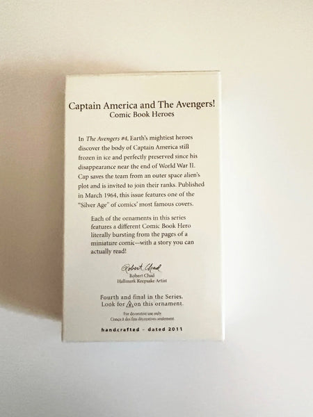 This 4th and final ornament in the series, beautifully handcrafted and dated 2011, is a tribute to the comic book heroes of Captain America and The Avengers. Unleash your inner superhero with this exclusive, limited edition ornament! Crafted in 2011, QX8819, designed by Robert Chad, this collectible is the perfect tribute to Captain America and The Avengers.