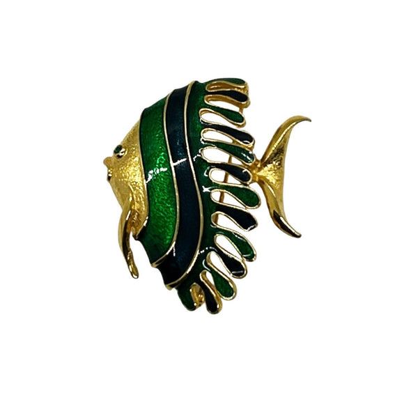 Modern Blue and Green Angel Fish Brooch - Lamoree’s Vintage