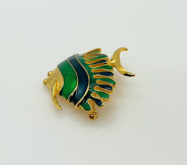 Modern Blue and Green Angel Fish Brooch - Lamoree’s Vintage