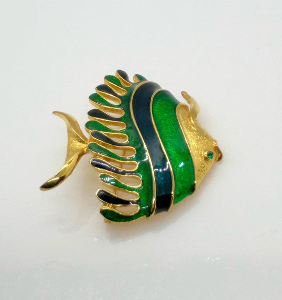 Modern Blue and Green Angel Fish Brooch - Lamoree’s Vintage