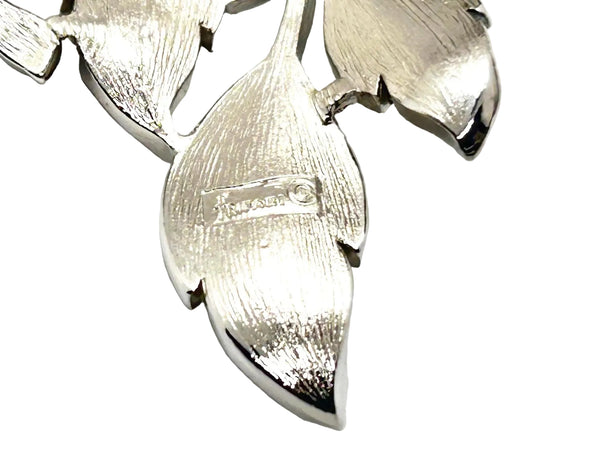 Vintage Monet textured silver-tone leaf brooch