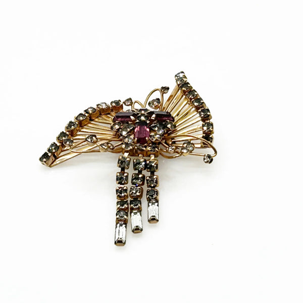 M&S 1/20 12kt G.F. Abstract Butterfly Pink and Clear Brooch/Pendant