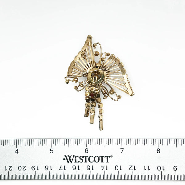 Introducing the M&amp;S 1/20 12kt G.F. Abstract Butterfly Brooch/Pendant — the perfect vintage solution to your style dilemmas. This exquisite butterfly brooch pendant highlights delicate abstract artistry paired with shimmering grey and purple/pink rhinestones