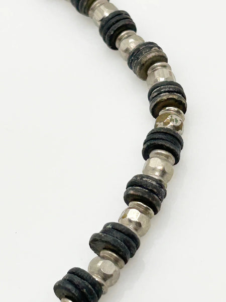 Handmade Silver and Black Beads Industrial Style Necklace