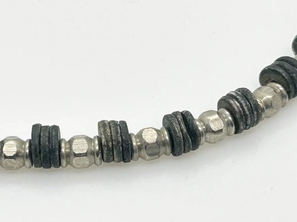 Handmade Silver and Black Beads Industrial Style Necklace